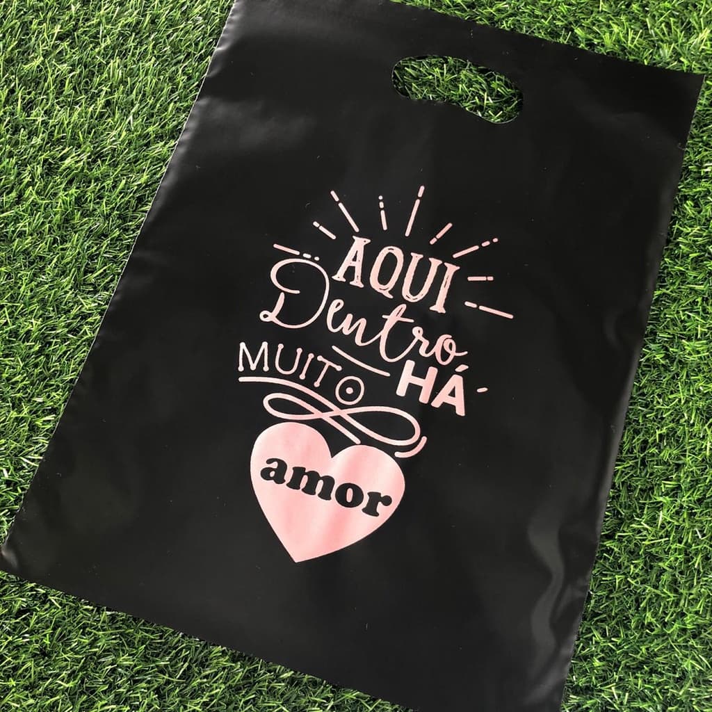 Sacolas Plasticas 30x40 Para Loja (aqui Dentro Há Muito Amor)