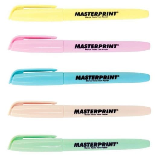 Kit 5 Canetas Marca Texto Tom Pastel Masterprint - Cores Variadas