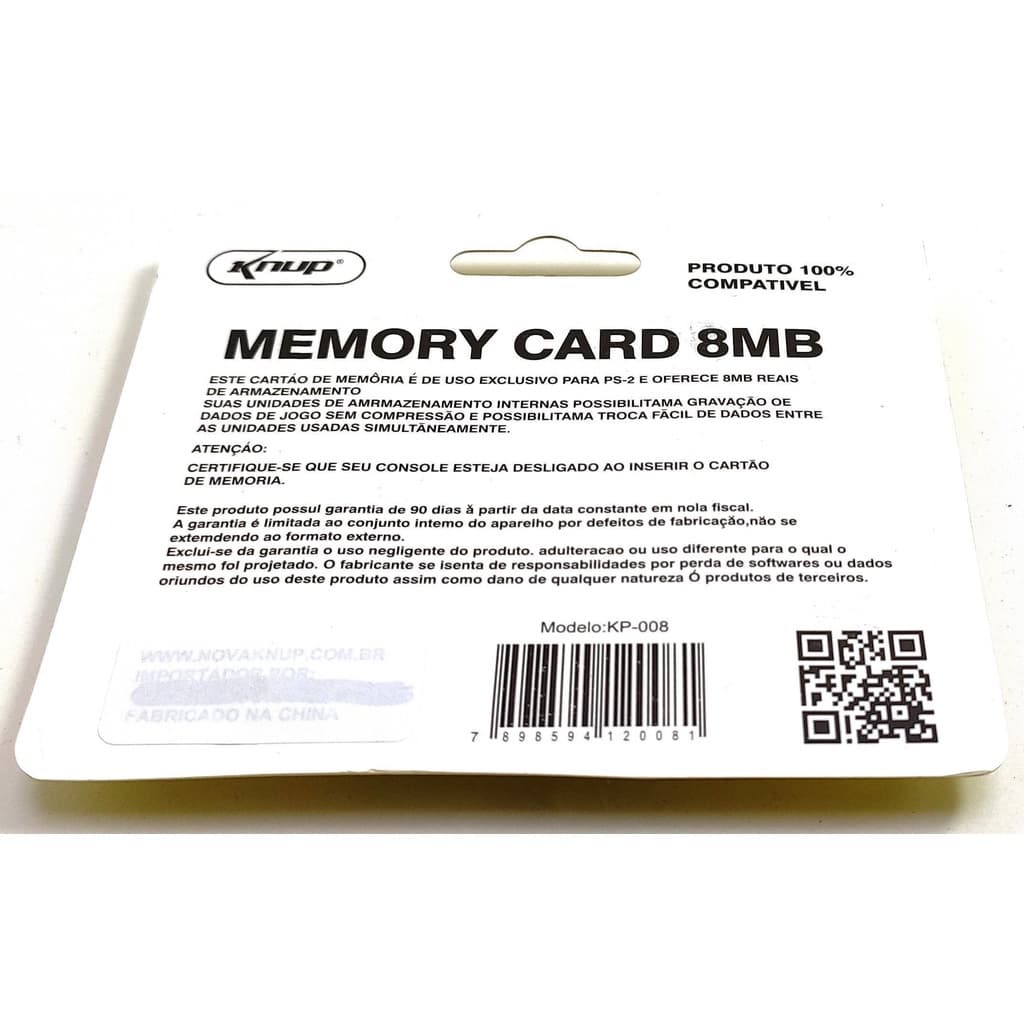 Memory Card 8Mb Playstation 2 Ps2 Knup Novo Kp-008