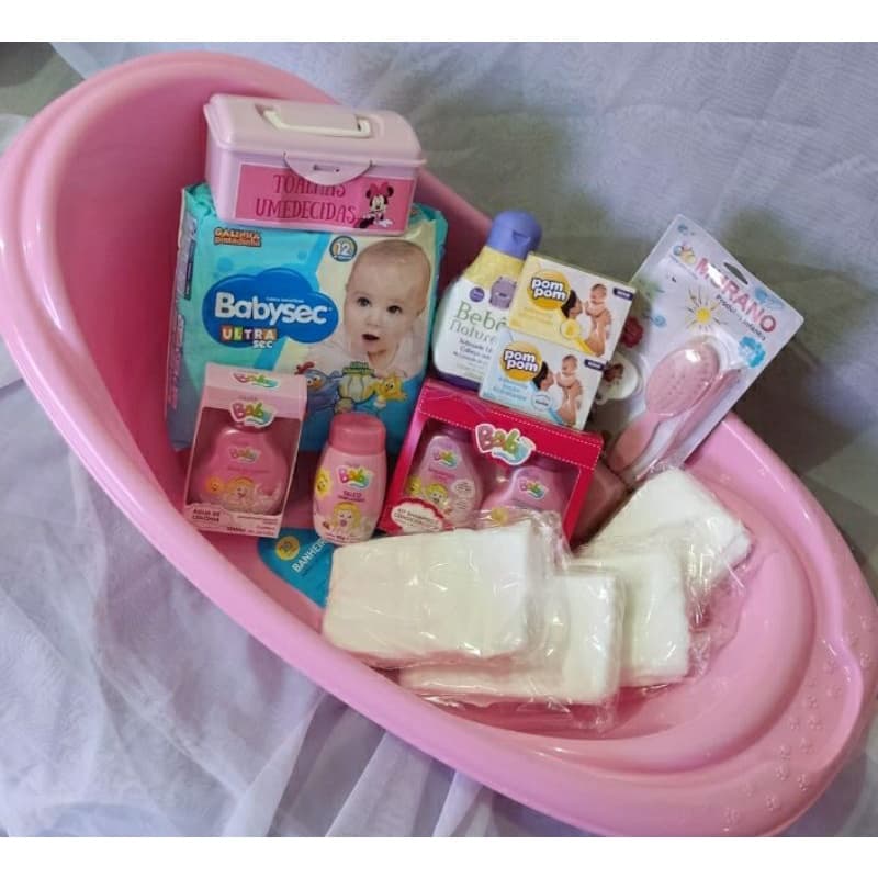 Kit Banheira Adoleta De 20 Litros + Produtos Para Bebês