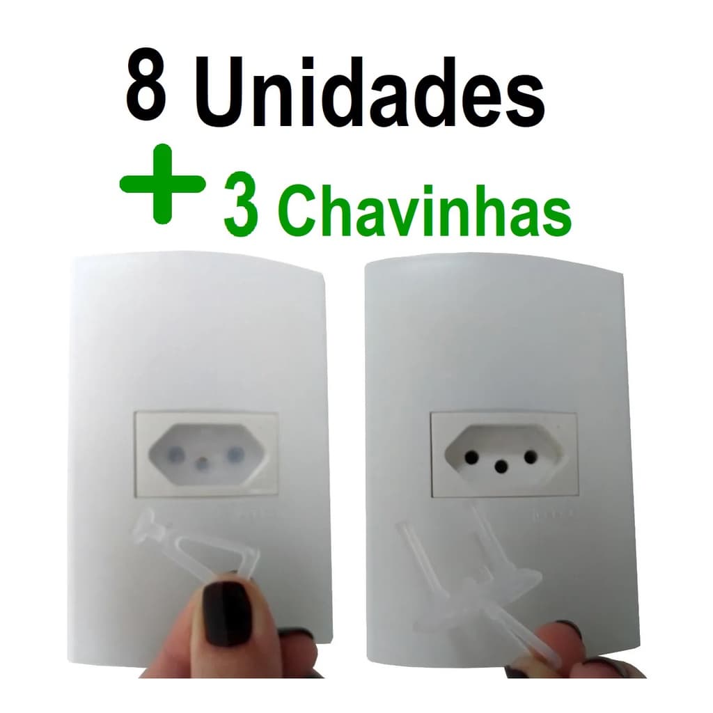 8 Protetores de Tomadas e 3 chavinhas Transparente
