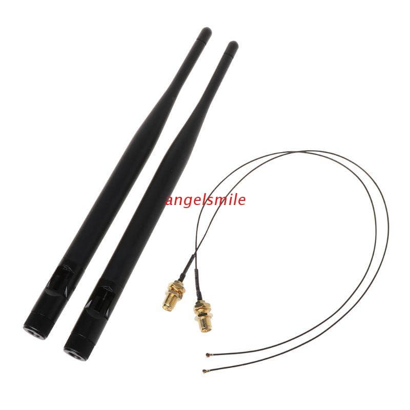 2x 6dBi for M.2 MHF4 U.fl Cable to RP-SMA Wifi Cable Set for