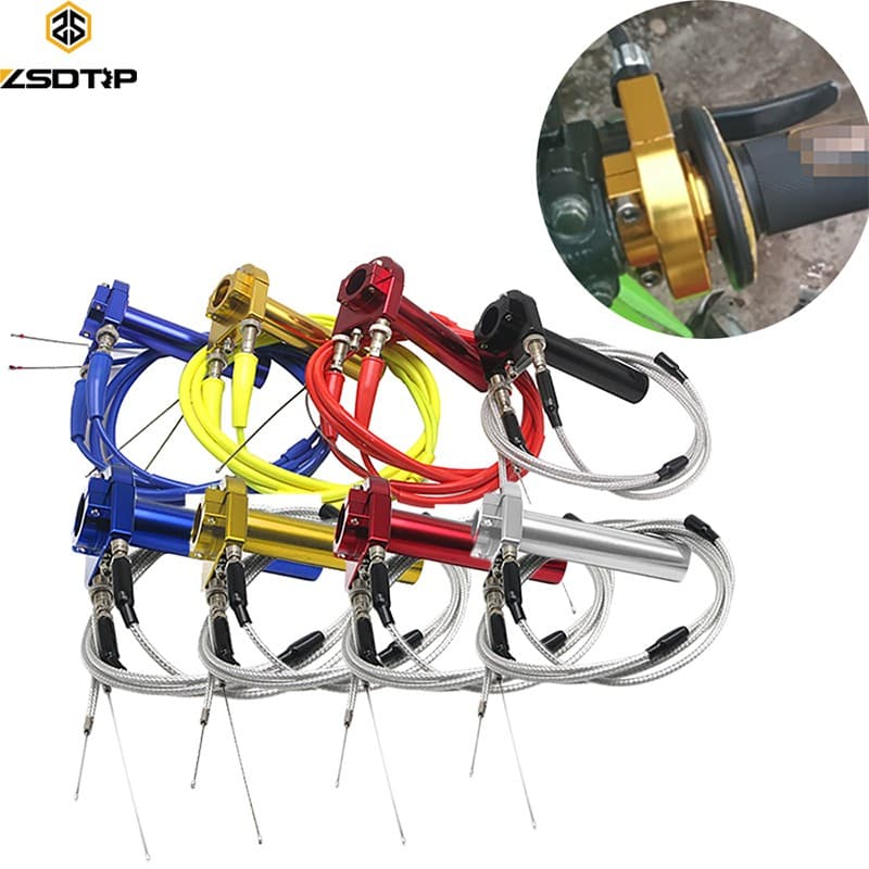 ZSDTRP 7/8" Hand Grips Twist Throttle Grip + 2Pcs Cable Tube Sleeve Motorcycle ATV Kit