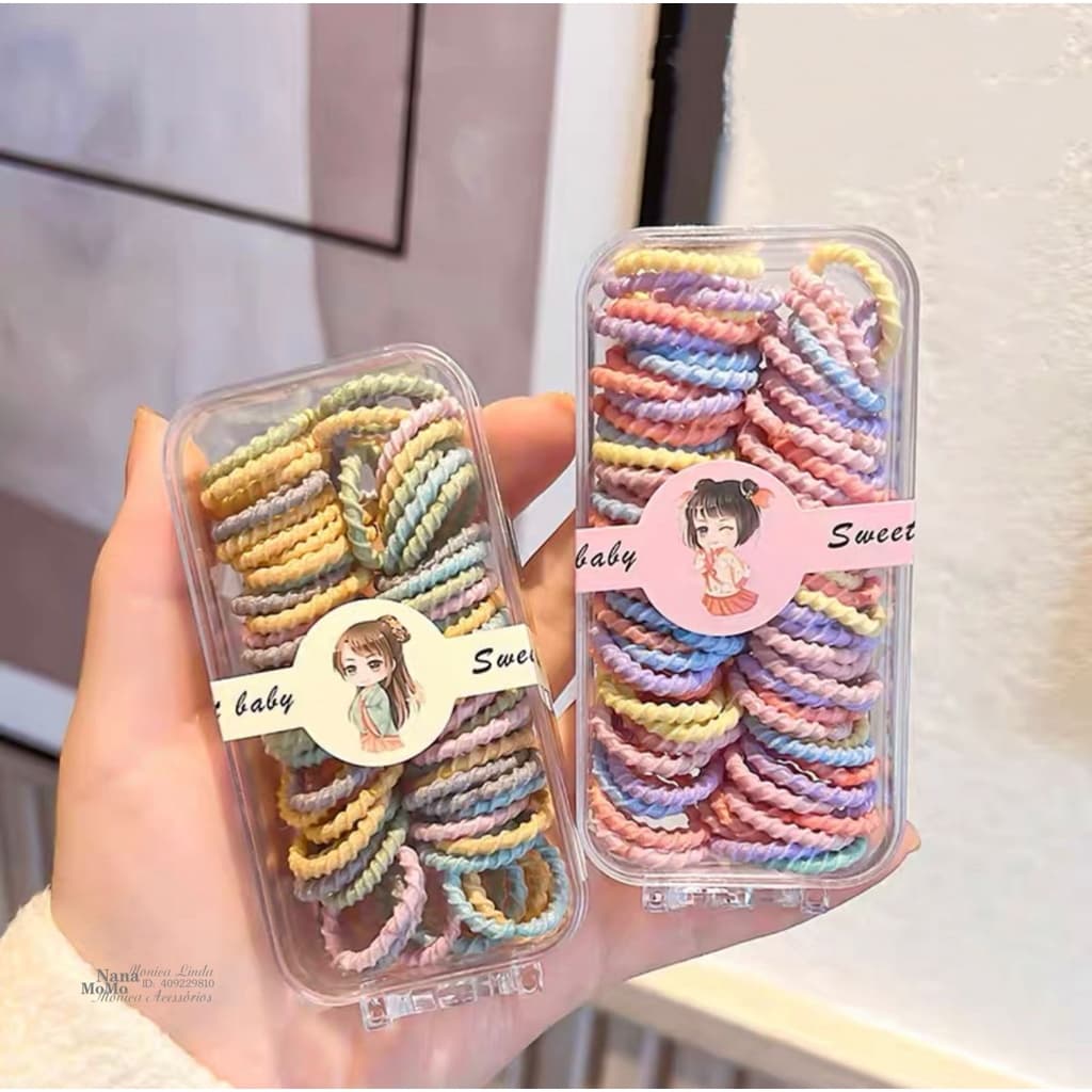 kit 100 Xuxinhas amarrador de cabelo Coloridas Para Meninas