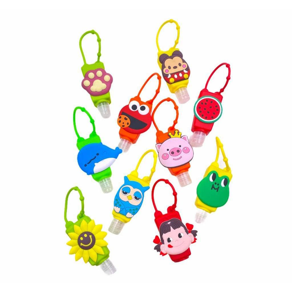 Frasco Porta Álcool Gel Mochila Chaveiro Silicone Personagens