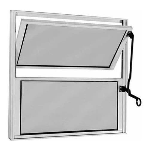 Janela Basculante Vitro Banheiro 40cm x 50cm Alumínio Natural