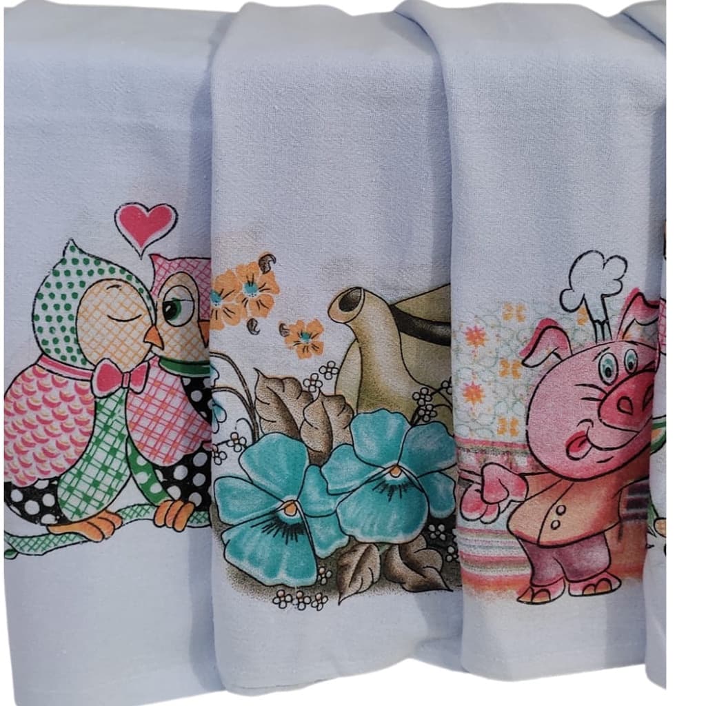 Pano de Prato Estampado Legitimo Pé de Galinha 10 Un 66x41