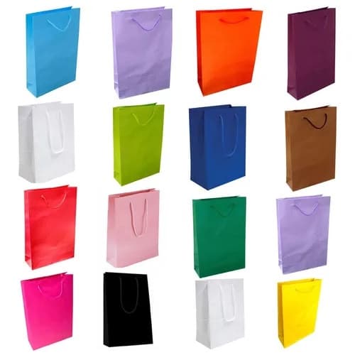 Sacola De Papel 25x17x6cm Diversas Cores Presente Bolsa Festa 10 UNIDADES