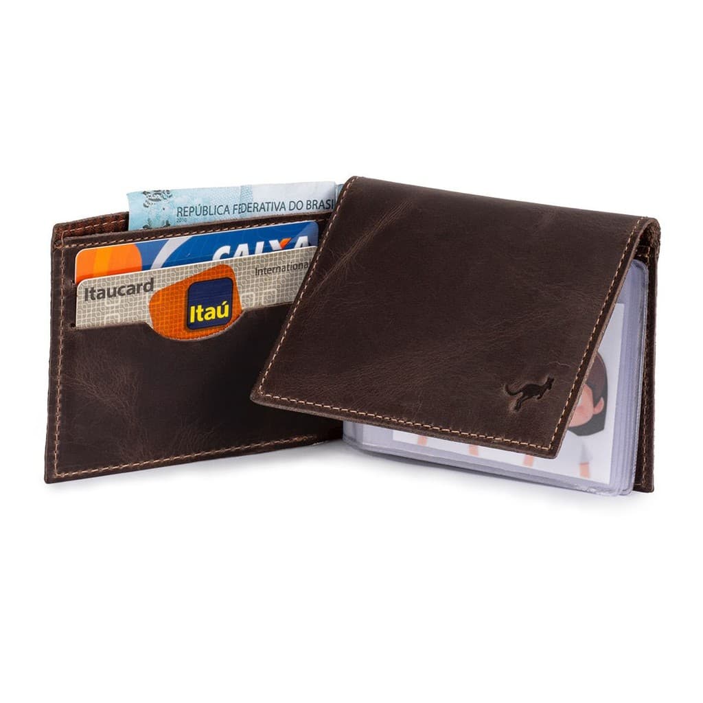 Carteira Couro Legítimo Porta Cnh/cartões/cédulas C/plástico