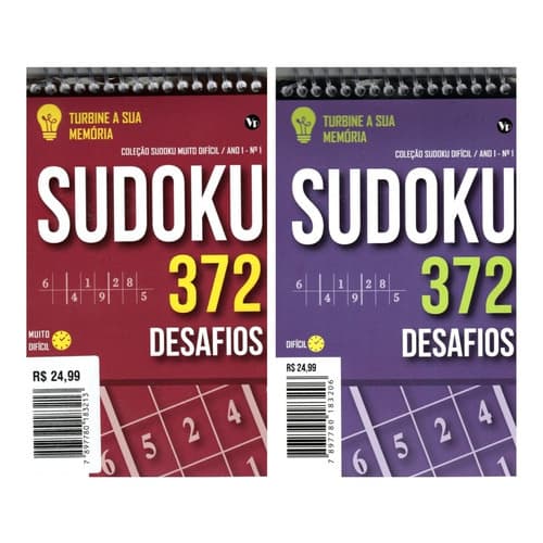2 Livros Sudoku Difícil / Muito Difícil Turbine Sua Memória