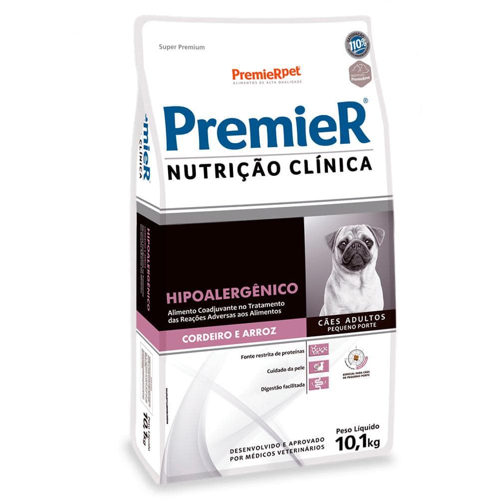 Ração Premier Nutrição Clínica Hipoalergênico Cães Porte Pequeno Cordeiro e Arroz 10,1kg