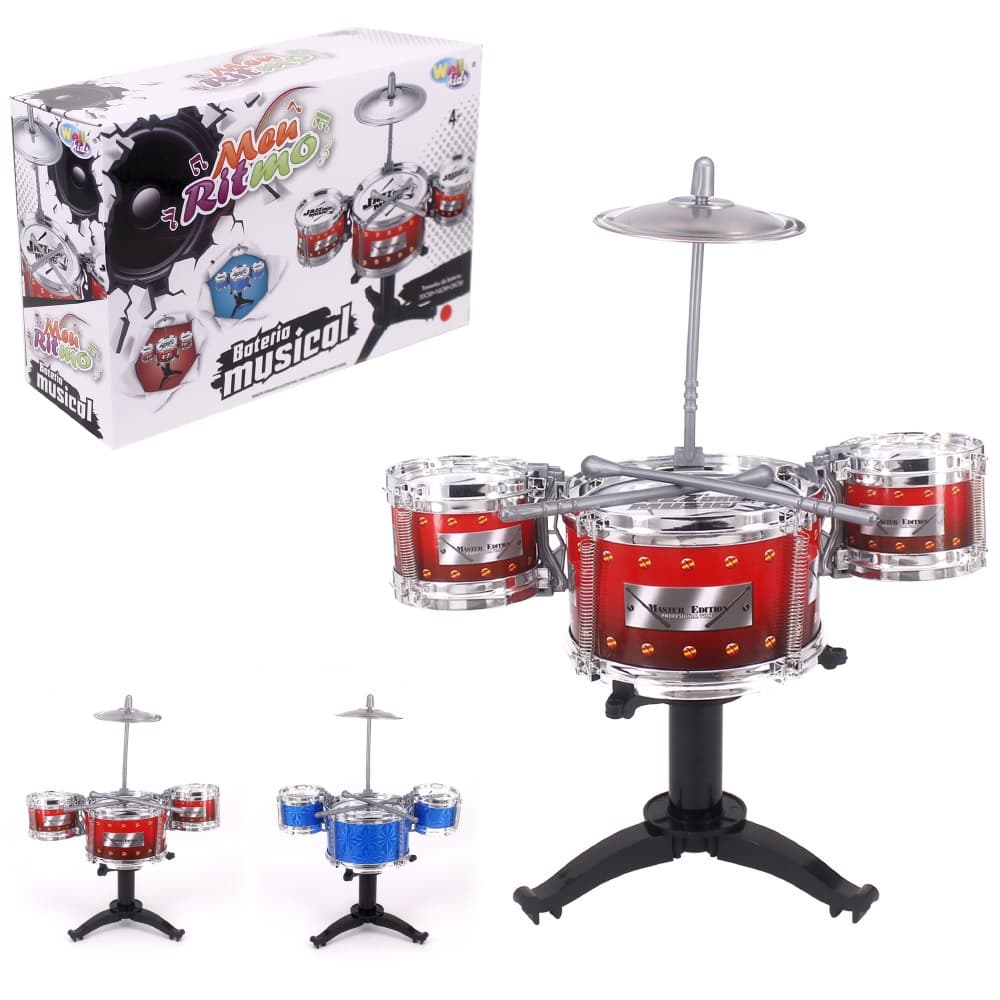 Mini Bateria Musical Meu Ritmo Jazz Drum Music Wellkids - WB7695