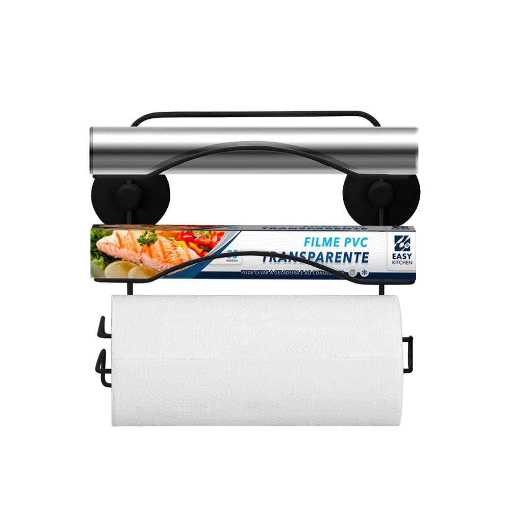 Suporte para 3 Rolos Porta Papel Toalha Filme Parede Cozinha Colante 3M Arthi 3439 Promoção