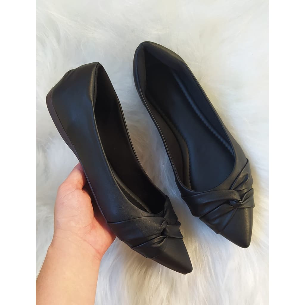 Sapatilha Feminino Bico Fino Napa Nó Lateral Maitê Love Shoes 34 Ao 40