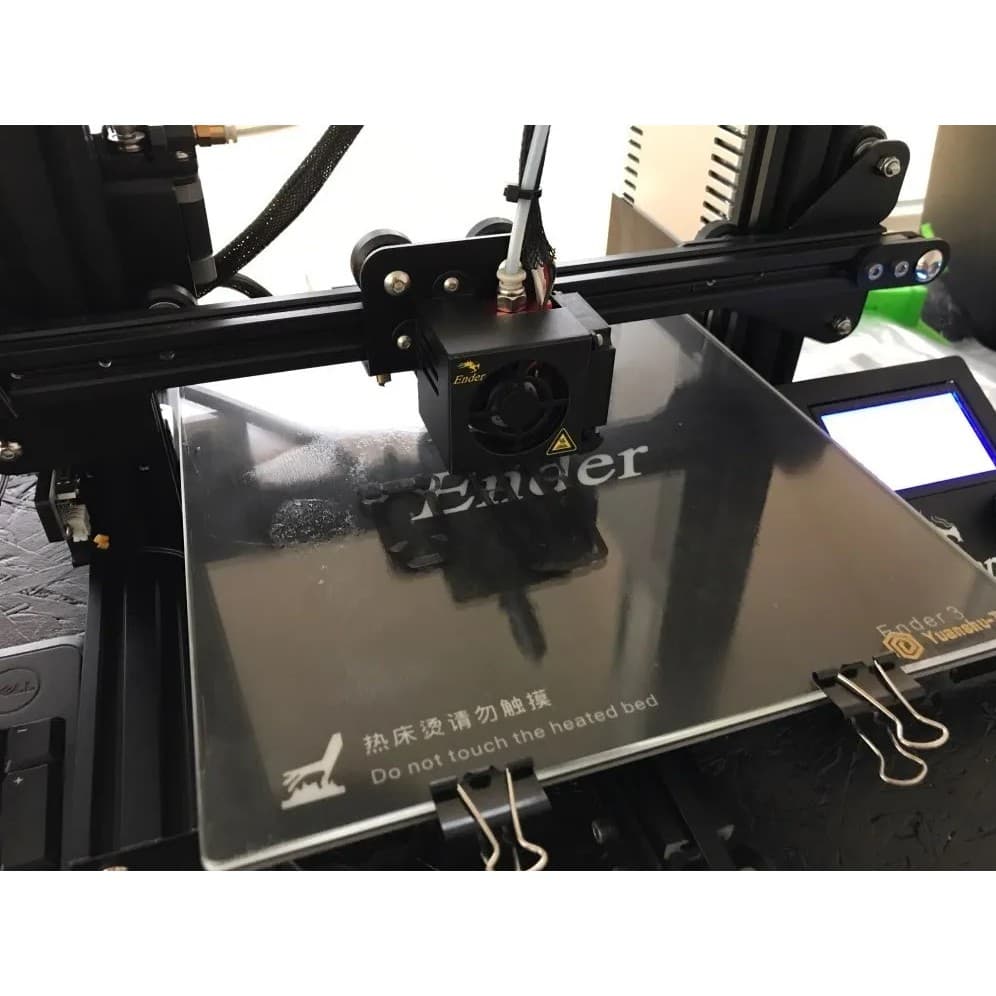 Kit compatível com Creality 3d Base De Vidro Ender 3 e Ender 5 V1 V2 V3 235 x 235mm + 4 Presilhas + Adesivo líquido profissional