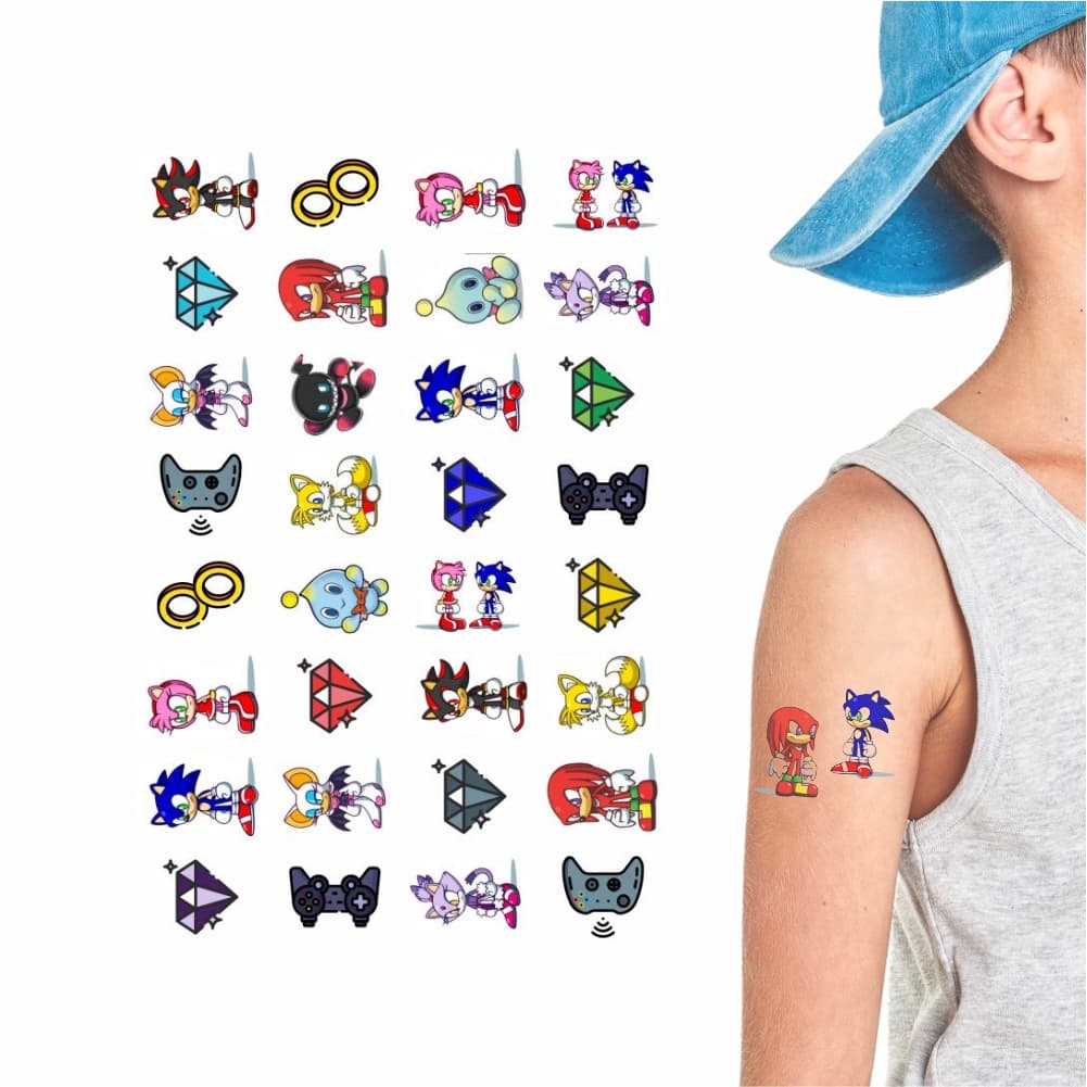 160 Tatuagem Infantil Temporária Ouriço Azul | Kit Festa 32-063