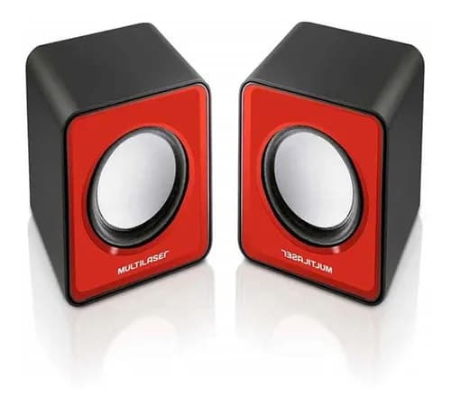 Caixa De Som 2.0 Mini 3w Rms Multilaser Vermelho