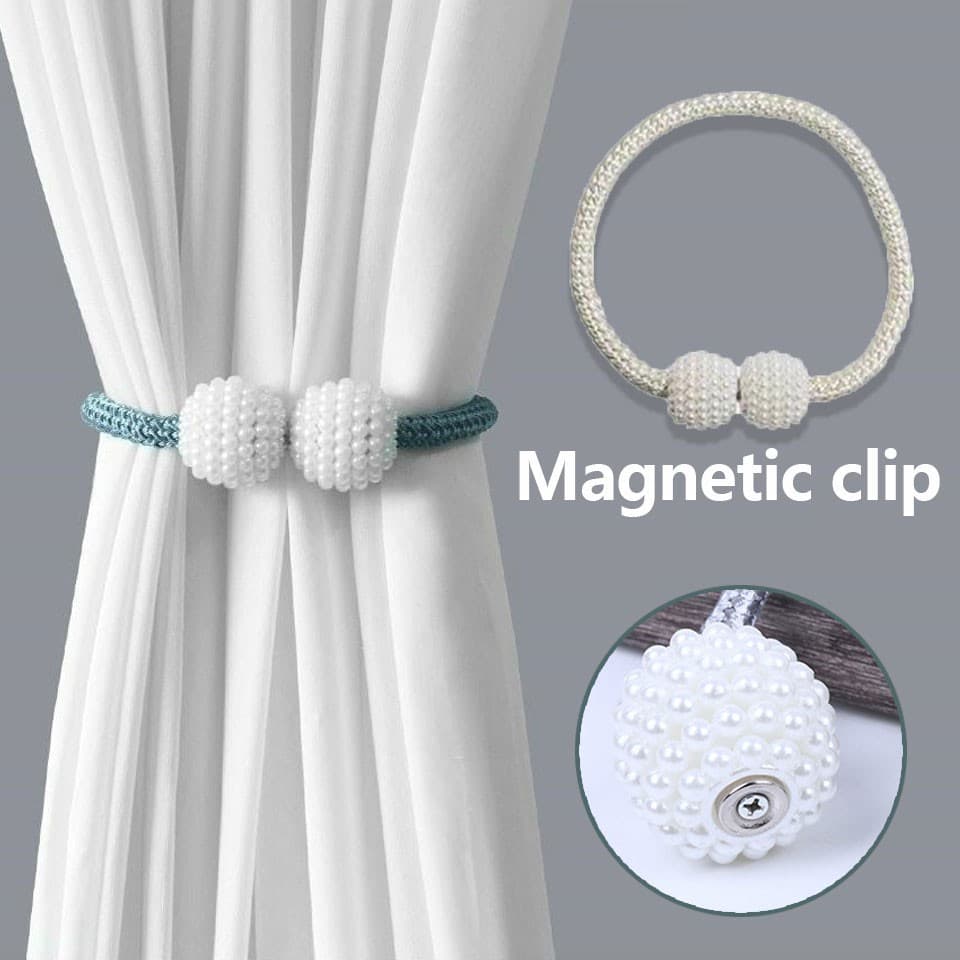 4 Pcs Langsir Imitação De Pérolas Fivela De Cinto Cortina De Tecido Corda Livre Soco Clipe De Volta