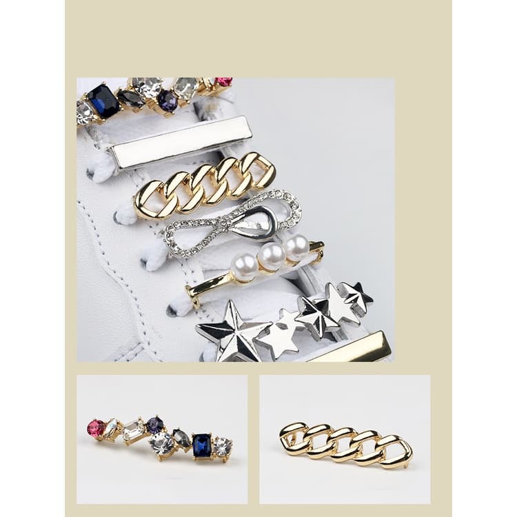 Tênis Cadarços Decoração Fivela De Sapatos Acessórios Da Menina Das Mulheres Strass Brilhante Sapato Laços Clips 1PCS