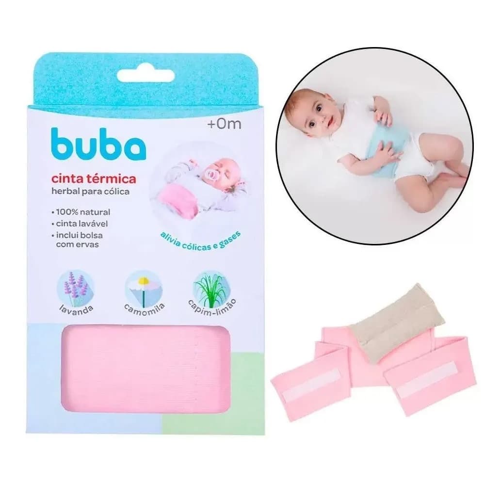 Cinta Térmica Herbal Para Cólica Bebê Rosa Buba Novo Original