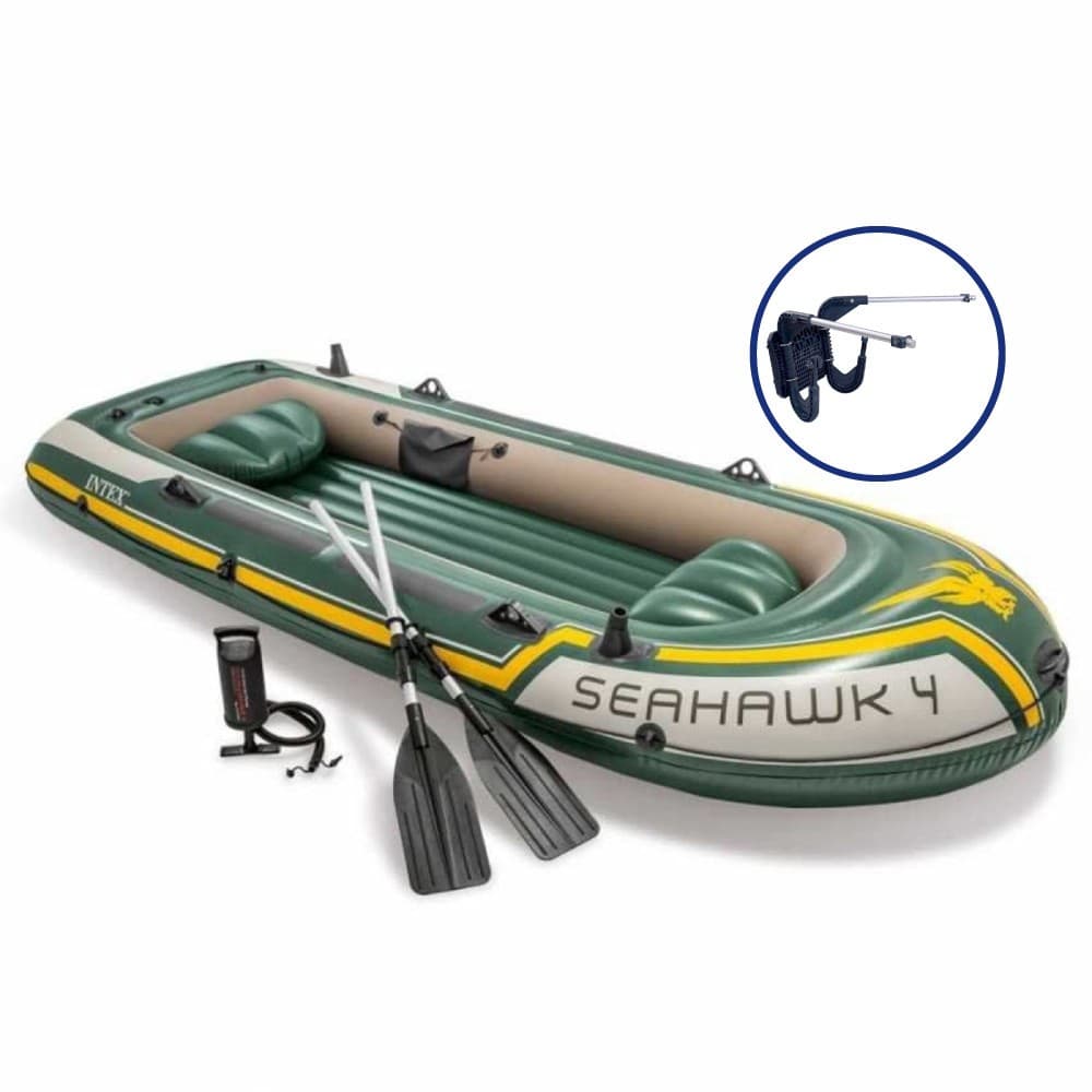 Bote Inflável Intex Seahawk 4 Pessoas 400 Remo Suporte Motor