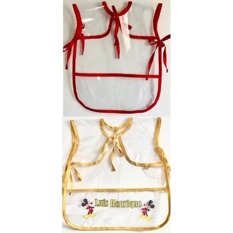 Avental Escolar infantil em PVC cristal transparente tamanho P/M/G -Com e Sem Personalização