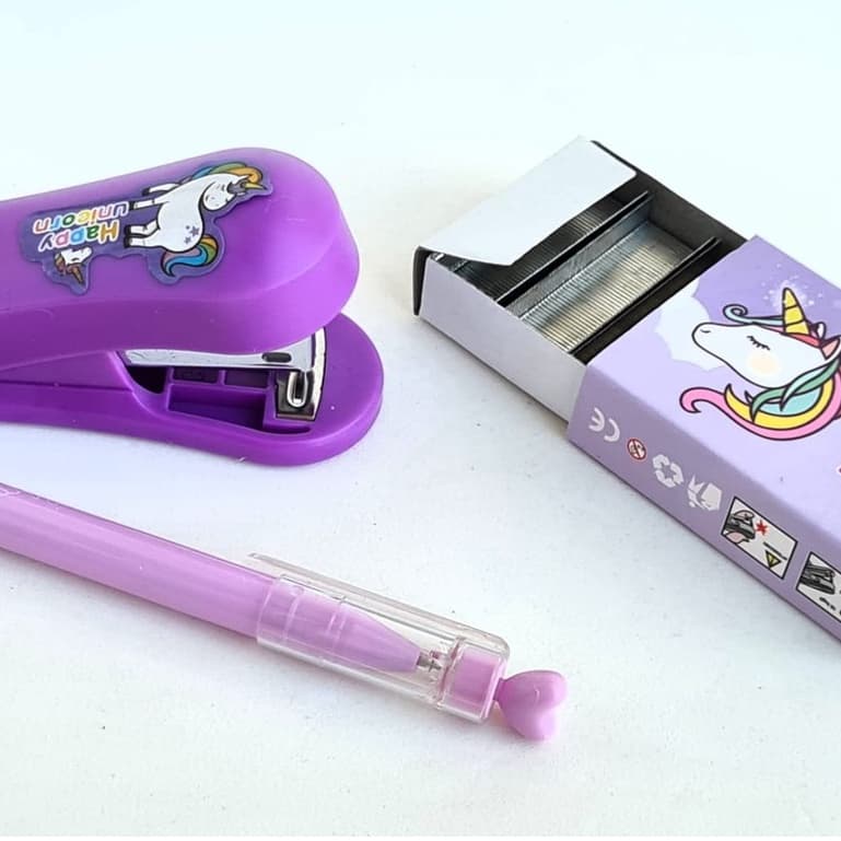 Mini Grampeador C/ 100 Grampos Fofo Bichinhos - Papelaria Criativa