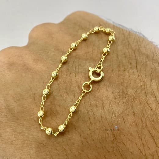 Pulseira Infantil de Bolinha Bebe Recem Nascido Antialérgico Bola Banhado a Ouro ou Banhado a Prata