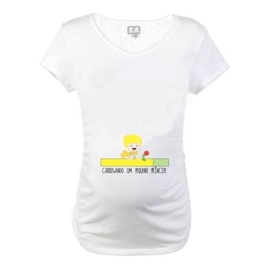 Baby Long Blusa Gestante Carregando Um Pequeno Príncipe