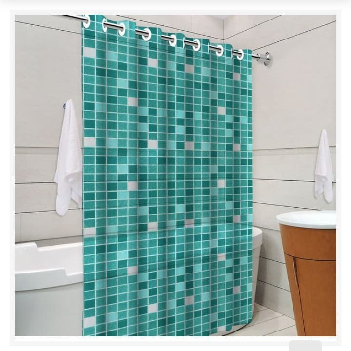 Cortina Para Box de Banheiro 1,38m x 1,98m Pvc Impermeável - Pastilhas verde/preto/Ibiza/Copacabana