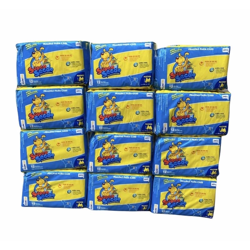 12 Pacotes Fralda Super Secão Macho M Descartável Pet Cachorro Cães Pet 144 Un