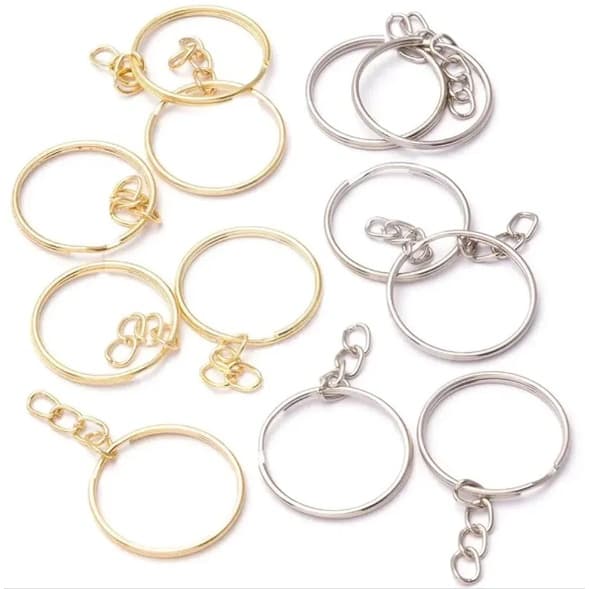 Argola para Chaveiro com corrente - Pacote com 100