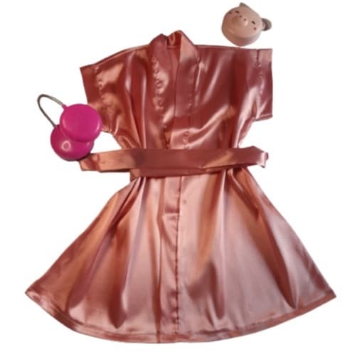 Robe roupão cetim infantil rosé feminina