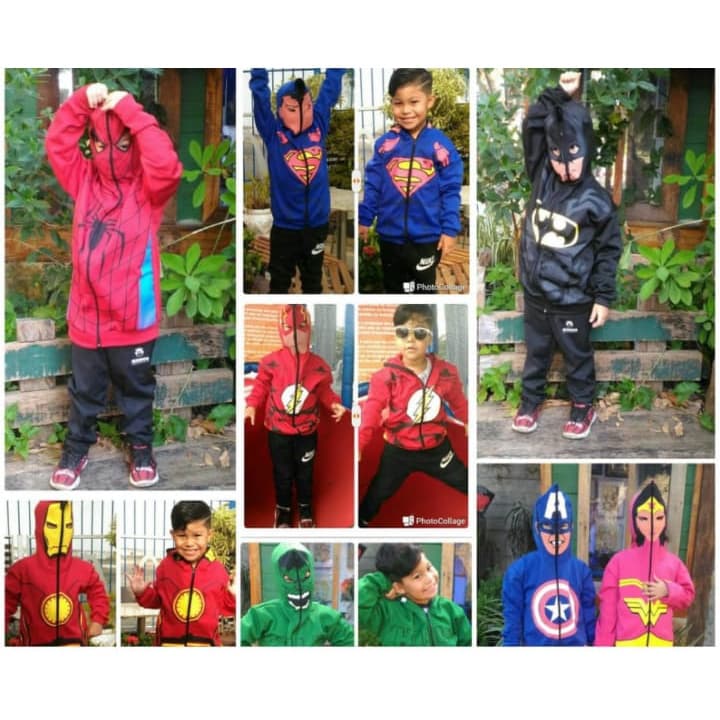 Blusa de frio casaco infantil com capuz-máscara diversos personagens Heróis jaqueta infantil