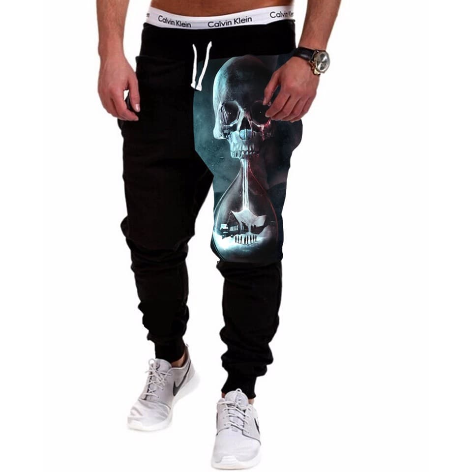 Calça Masculina de Moletom Estampada por Sublimação Caveira Ampulheta A185
