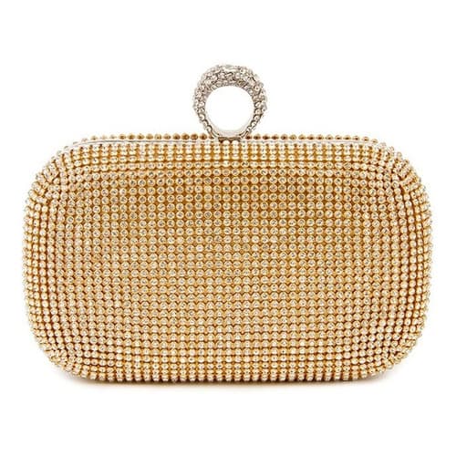 Bolsa Carteira Festa Noite Luxo Clutch Dourada C/ Cristais