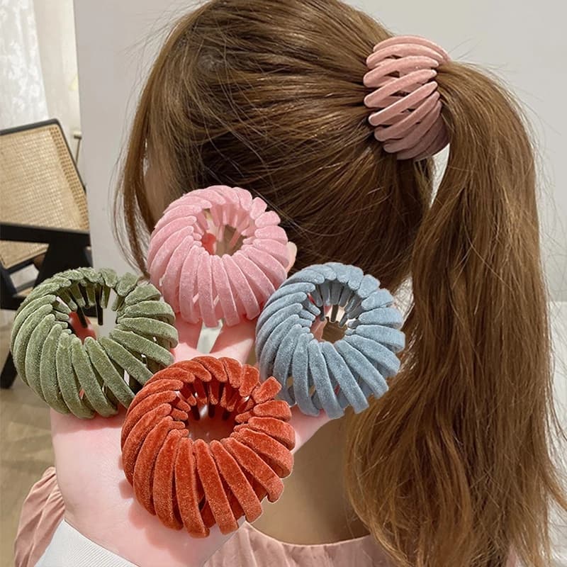 Veludo Ninho Pássaro Fofo Rabo De Cavalo Ajustável Grampo De Cabelo/Senhoras Extensível Headband Acessórios Para O Preguiçoso Clipe