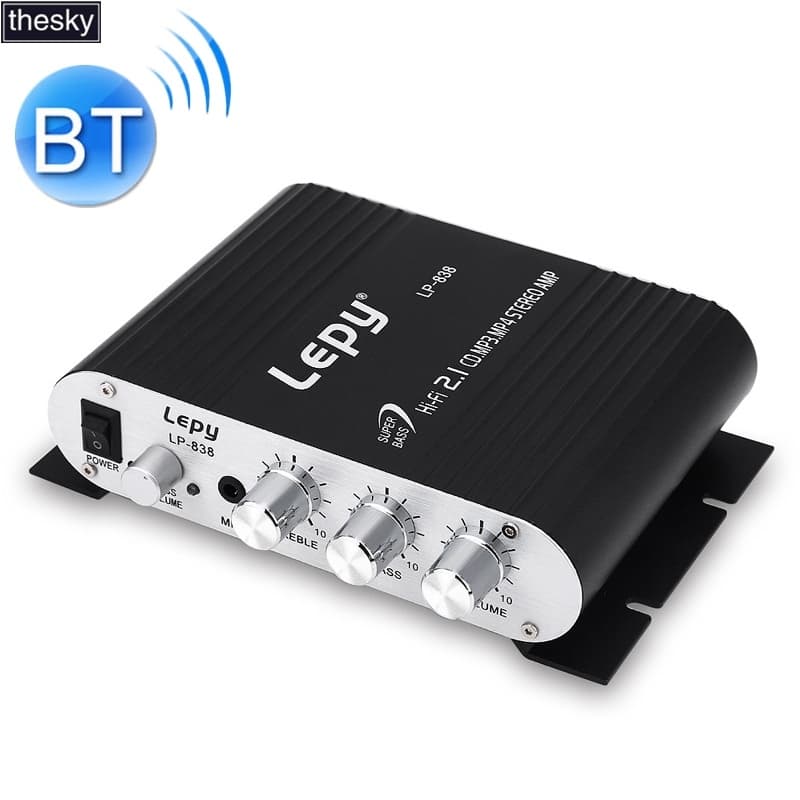 Áudio Amplificador De Subwoofer HIFI 2.1CH Para Carro , Suporte MP3 , Com Adaptador De Plugue Americano