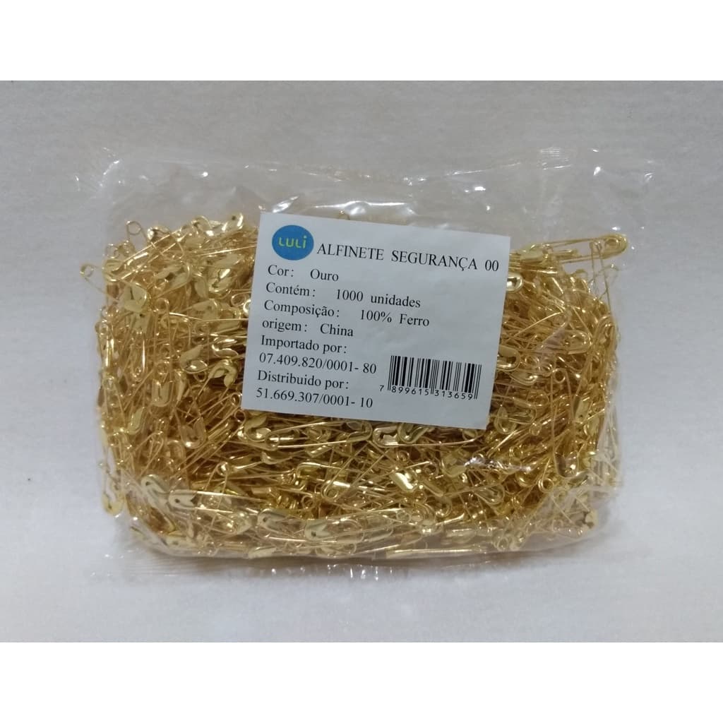 1000 ALFINETE DE SEGURANÇA DOURADO Nº00 22 MM