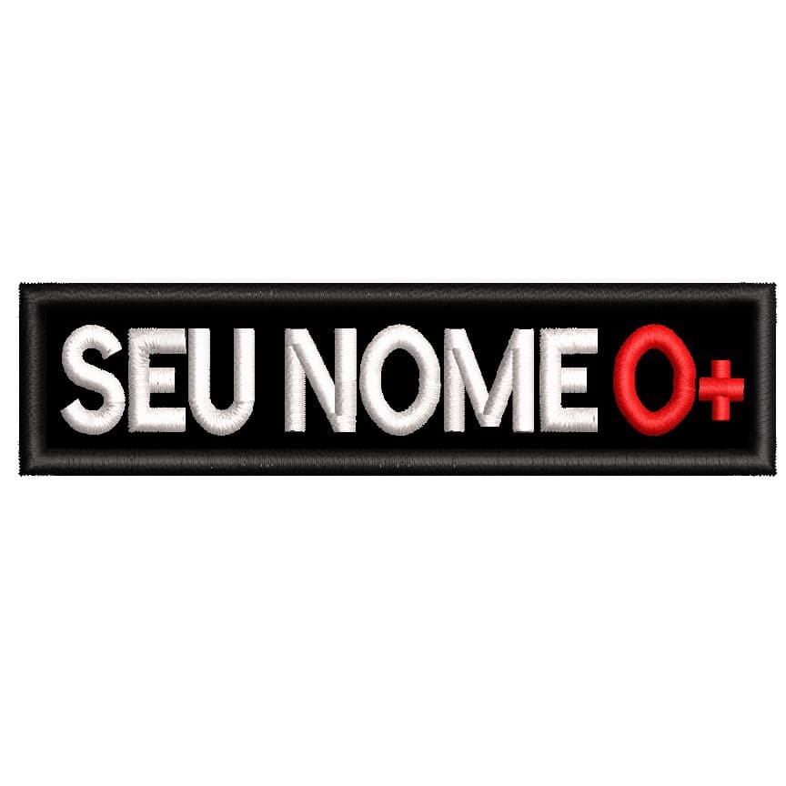 Tarja Patch Bordado Nome e Tipo Sanguíneo  10x2,5CM Tag Identificação