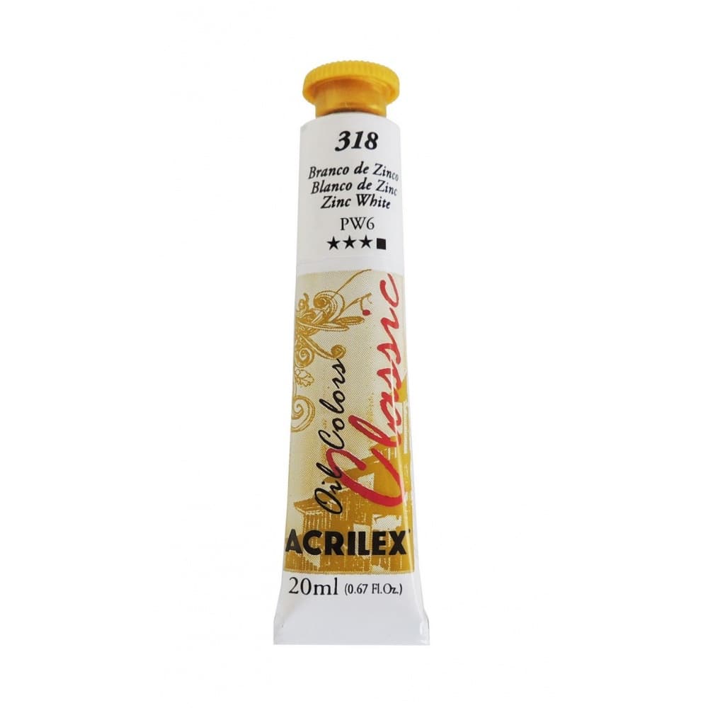 Tinta a Oleo Branco de Zinco 318 - Acrilex 20 ml