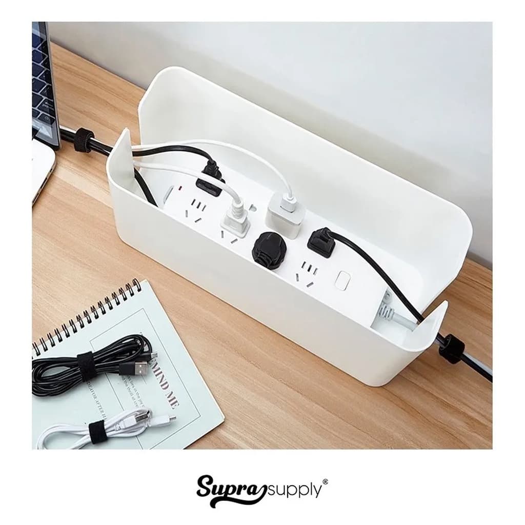 Caixa P/ Proteger E Organizar Tomadas Fios Cabos 32cm Branco