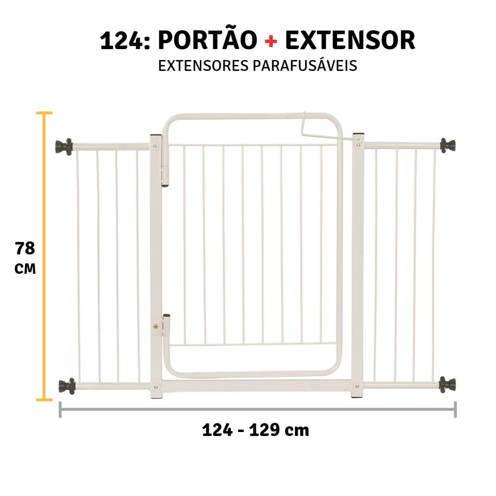 Grade De Porta Portão Proteção Cachorro Criança 124 A 129 Cm