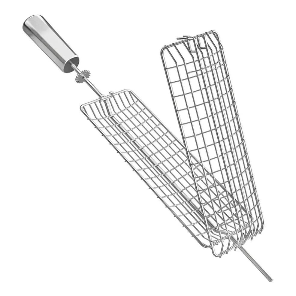 Espeto Grelha gaiola giratorio rotativo para carnes miudas e coração para churrasqueira