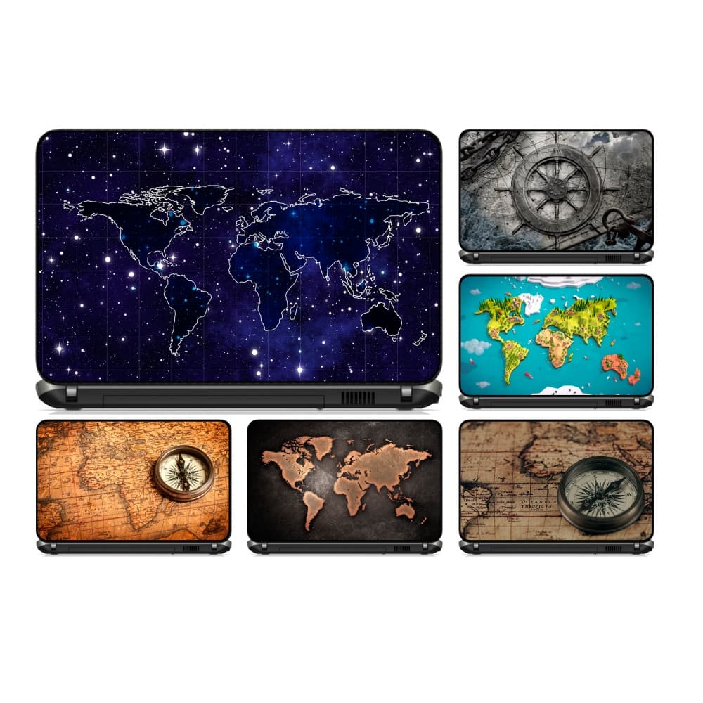 Adesivo Personalizado Skin Pelicula Notebook Macbook Tablet Mapa [ Varios Modelos ] Mundo Bussola