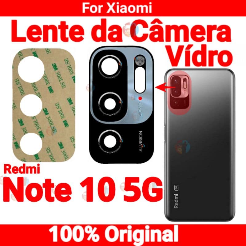 Vidro da Camera Xiaomi Redmi Note 10 5G  Lente da Câmera Traseira Vidrinho Traseiro Original