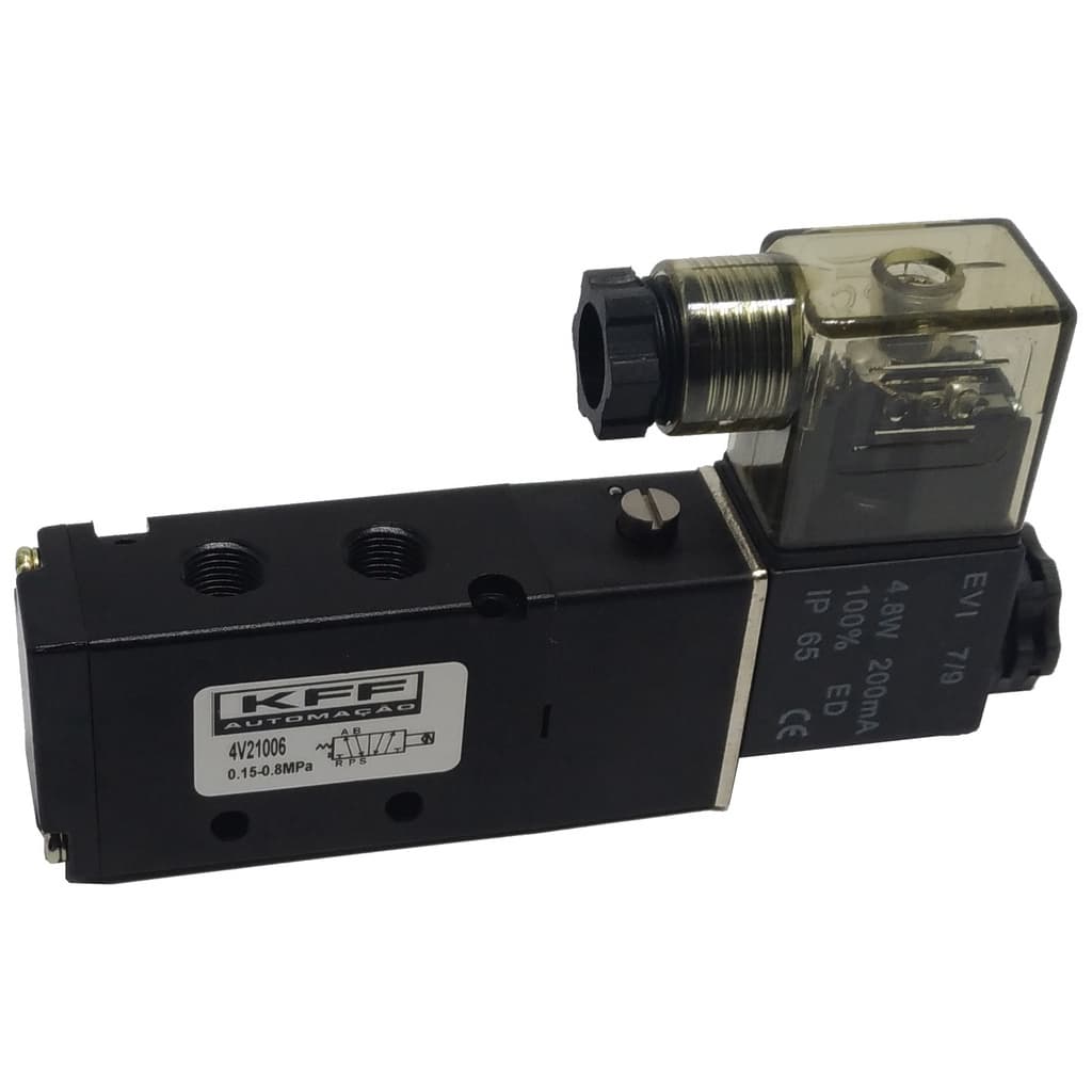Válvula Solenoide/mola 5/2 Vias 1/4 Pneumática Ar Comprimido Elétrica Direcional