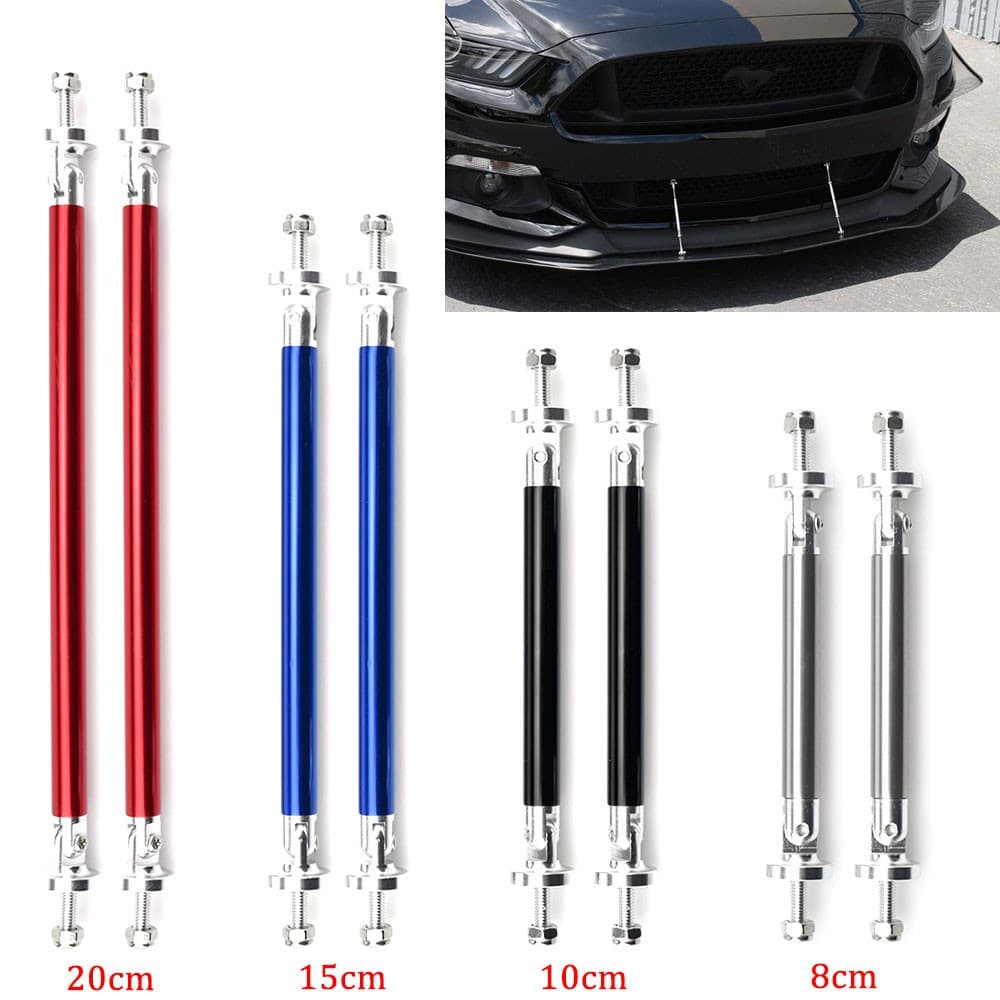 2Pcs Alumínio 75mm/100mm/150mm/200mm Protetor Labial Do Pára-Choques Dianteiro Carro Traseiro Suporte Da Barra De Amarração Ajustável