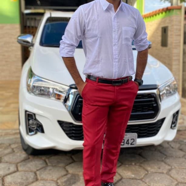 calça social masculina marsala oxford slim  - promoção