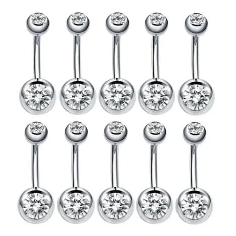 Piercing De Umbigo Em Aço / Strass